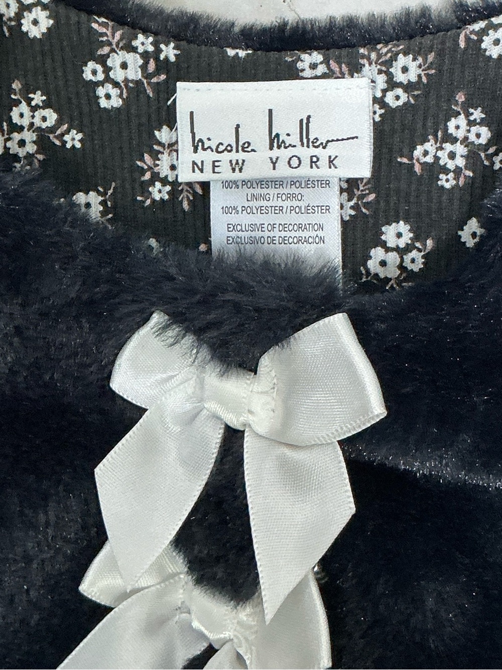 Nicole Miller Plush Faux Fur Vest Black White Bows Baby Girl 18 Months - Picture 10 of 16